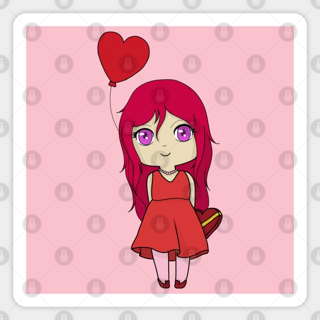 chibi valentine day gacha girl Magnet by LillyTheChibi